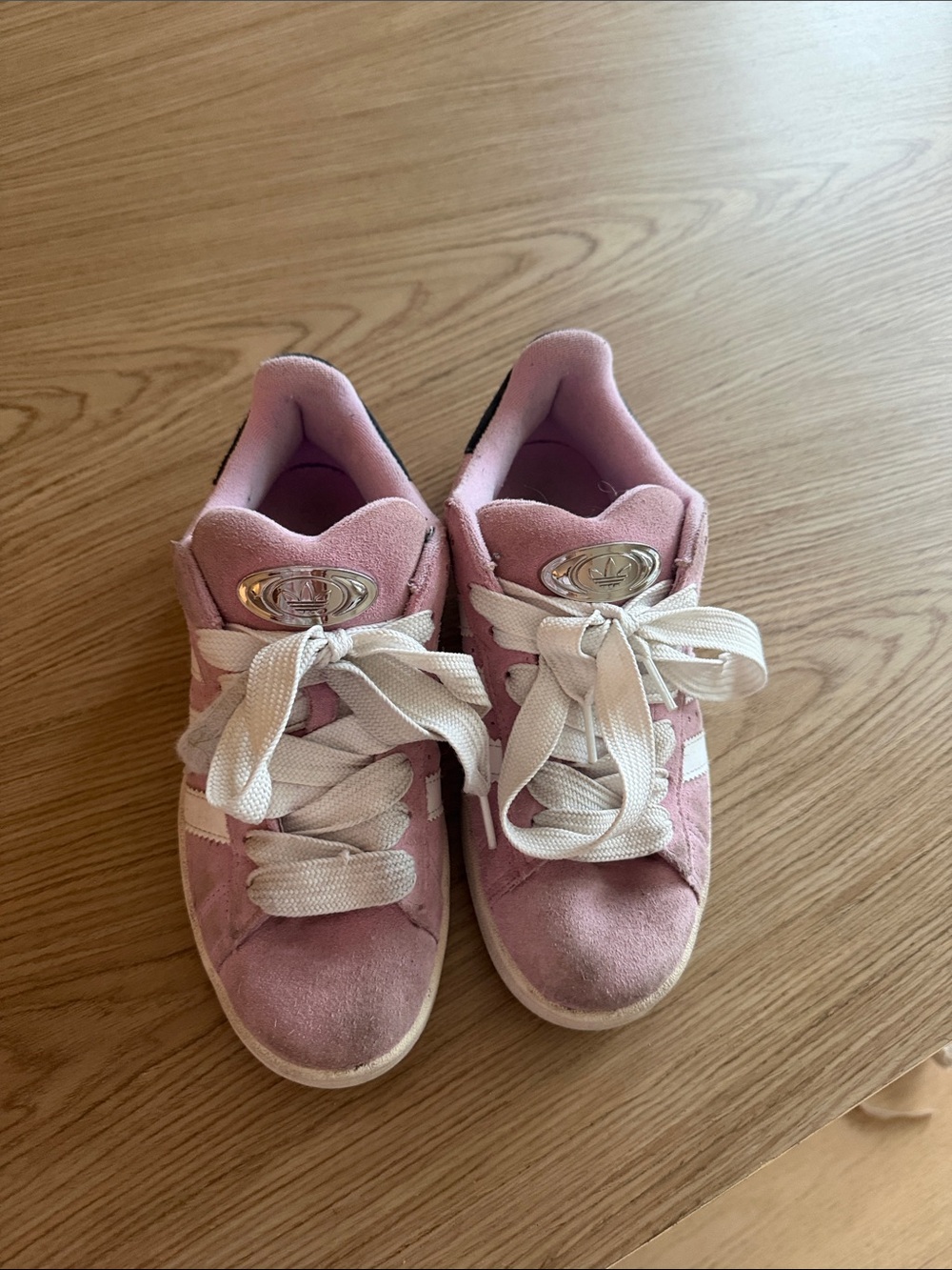 adidas Pink Suede Low-Top Sneakers with White Stripes